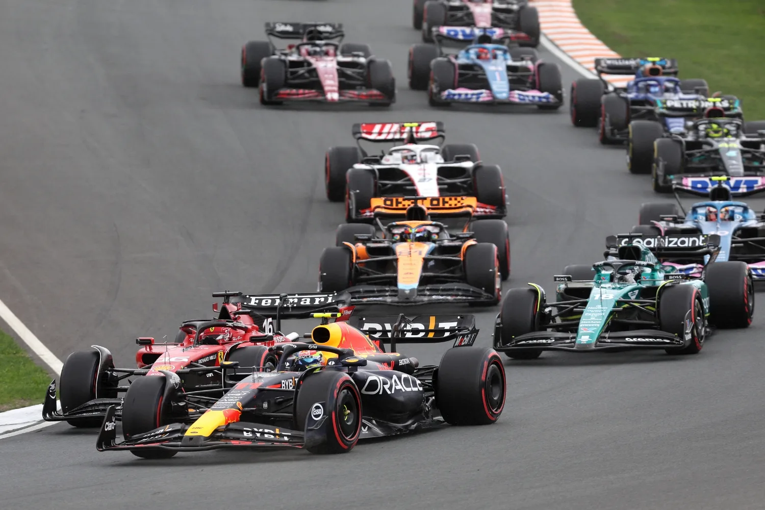 Formula 1 cars racing,