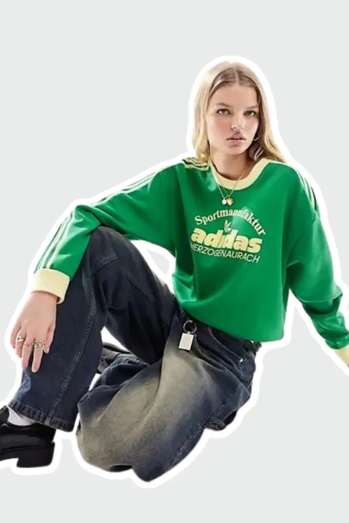 adidas jumper green and yellow stripe