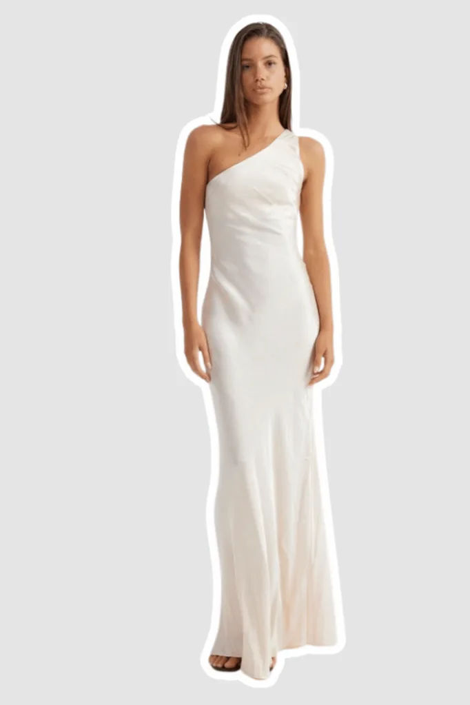 white bridesmaid dress from SNDYS The Iconic