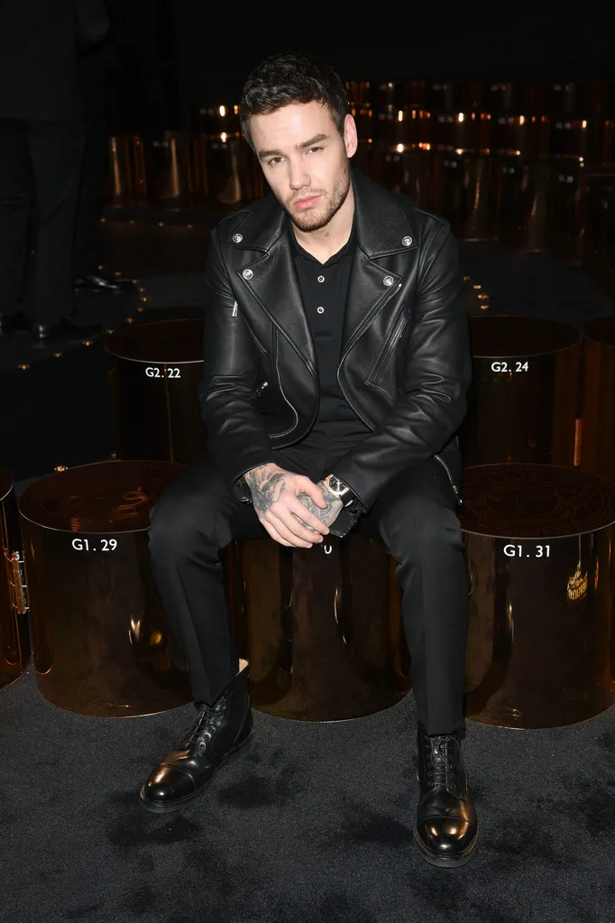 liam payne in the versace front row at milan fashion week