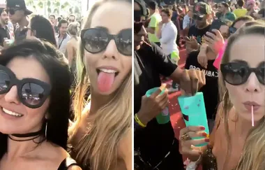 A guy gets caught spiking a girls drink as her friend takes a video selfie