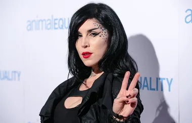 You have to see the red wedding dress Kat Von D got married in