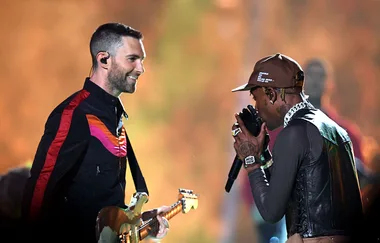 Adam Levine ROASTED for his white dude dancing next to Travis Scott at the Super Bowl