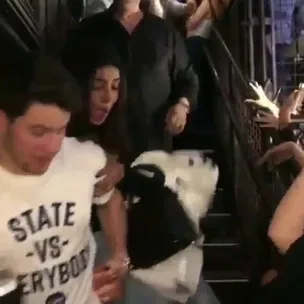 WATCH Priyanka Chopra falling down the stairs INTO husband Nick Jonas