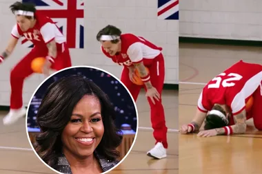 WATCH: Michelle Obama whacks Harry Styles in the balls