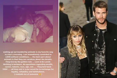 Miley Cyrus makes a very passionate statement about Liam Hemsworth as she cuddles their dogs