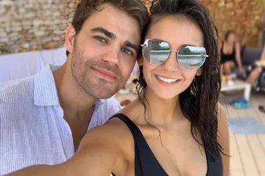 Paul Wesley throws Nina Dobrev into a pool as he pretends to forgive her