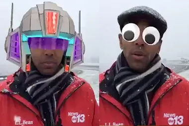 Reporter accidentally uses Facebook filters on his face during a Live cross
