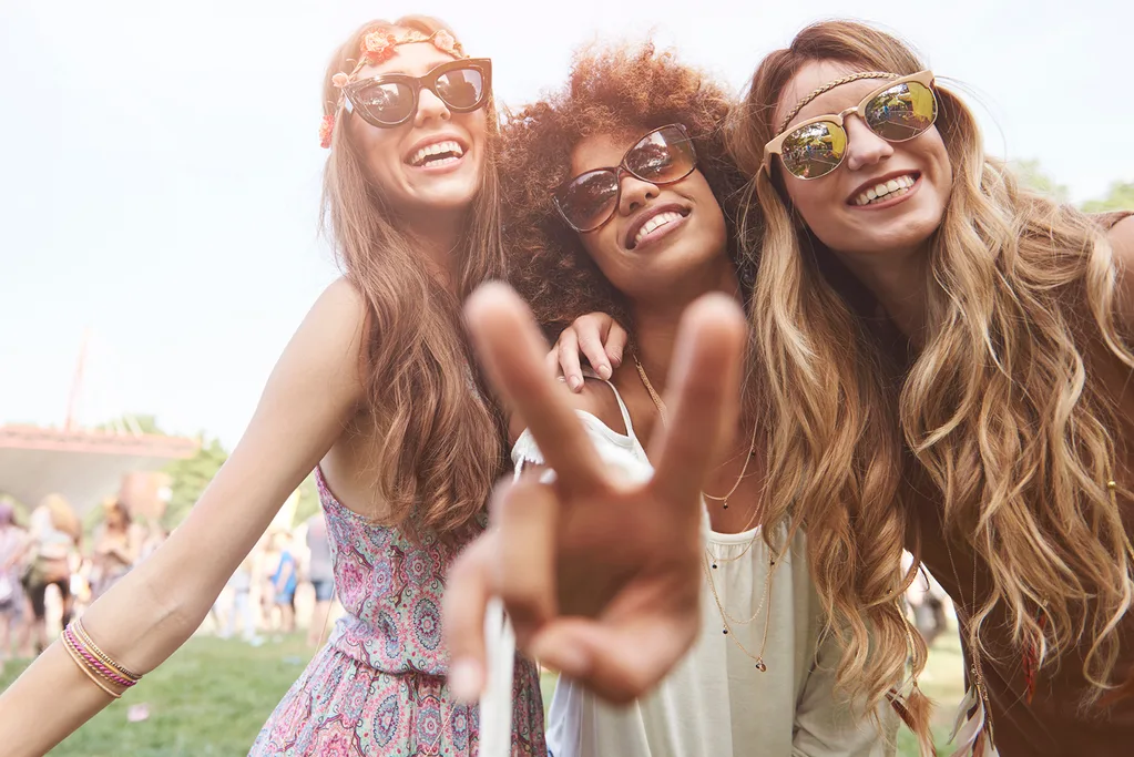 Teenage girls at a music festival