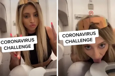 TikTok star licks airplane toilet seat in Coronavirus challenge