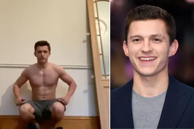 Tom Holland shows off his incredible ripped body doing the handstand challenge