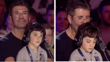 Simon Cowell kisses son Eric on Britain’s Got Talent 2020