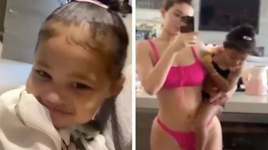 Kylie Jenner celebrates Easter with Stormi by the pool