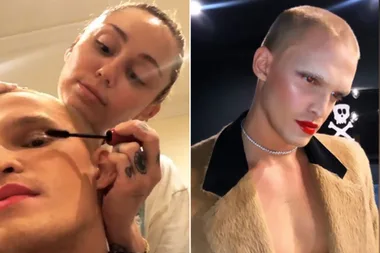 Miley Cyrus does Cody Simpson’s makeup and it’s glam