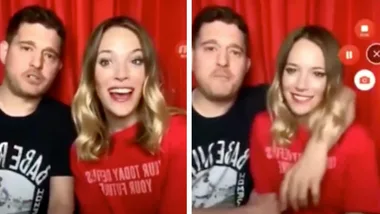 Michael Buble and wife Luisana Lopilato cuddle during lockdown
