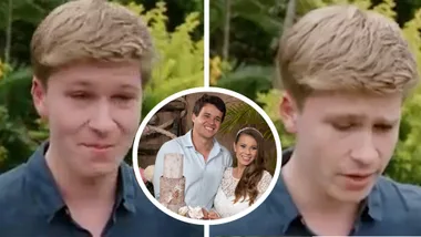 Robert Irwin fights back tears at Bindi and Chandler’s wedding