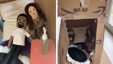 North West builds a quarantine house for Kim and Kanye dolls