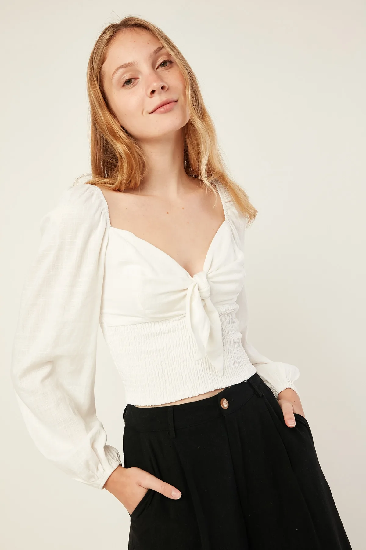 ADDISON LINEN TOP WHITE