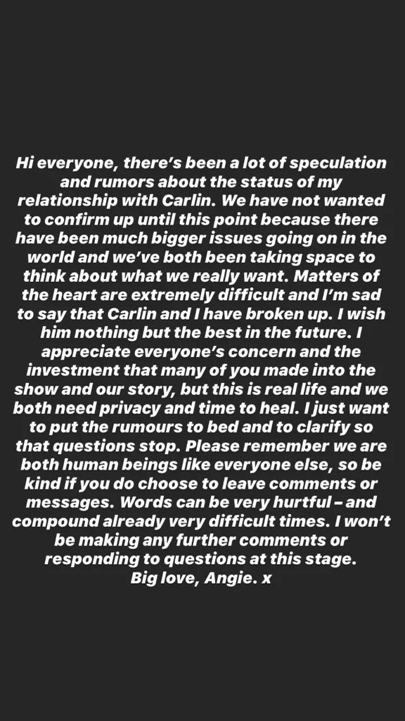 Angie Kent's Instagram story