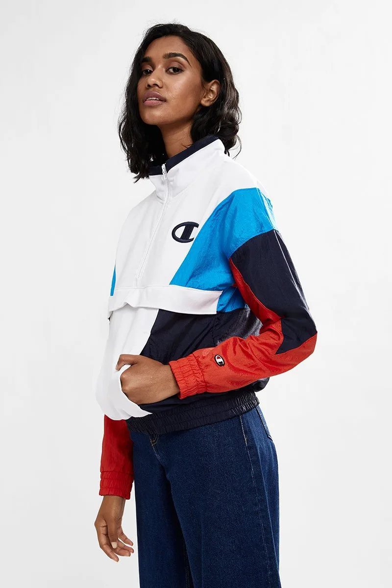 Champion Mixed Media Pullover in Red Blue & White
