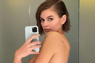 Kaia Gerber got another tiny tattoo during the pandemic, and this one is *not* a black dot