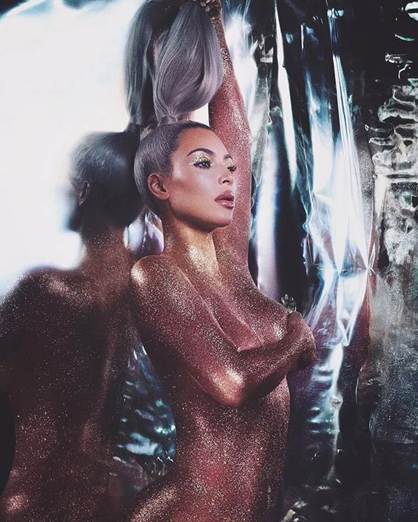 Kim Kardashian naked glitter