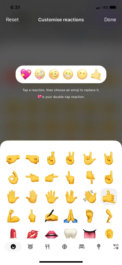 Custom Emoji Reactions Facebook messenger