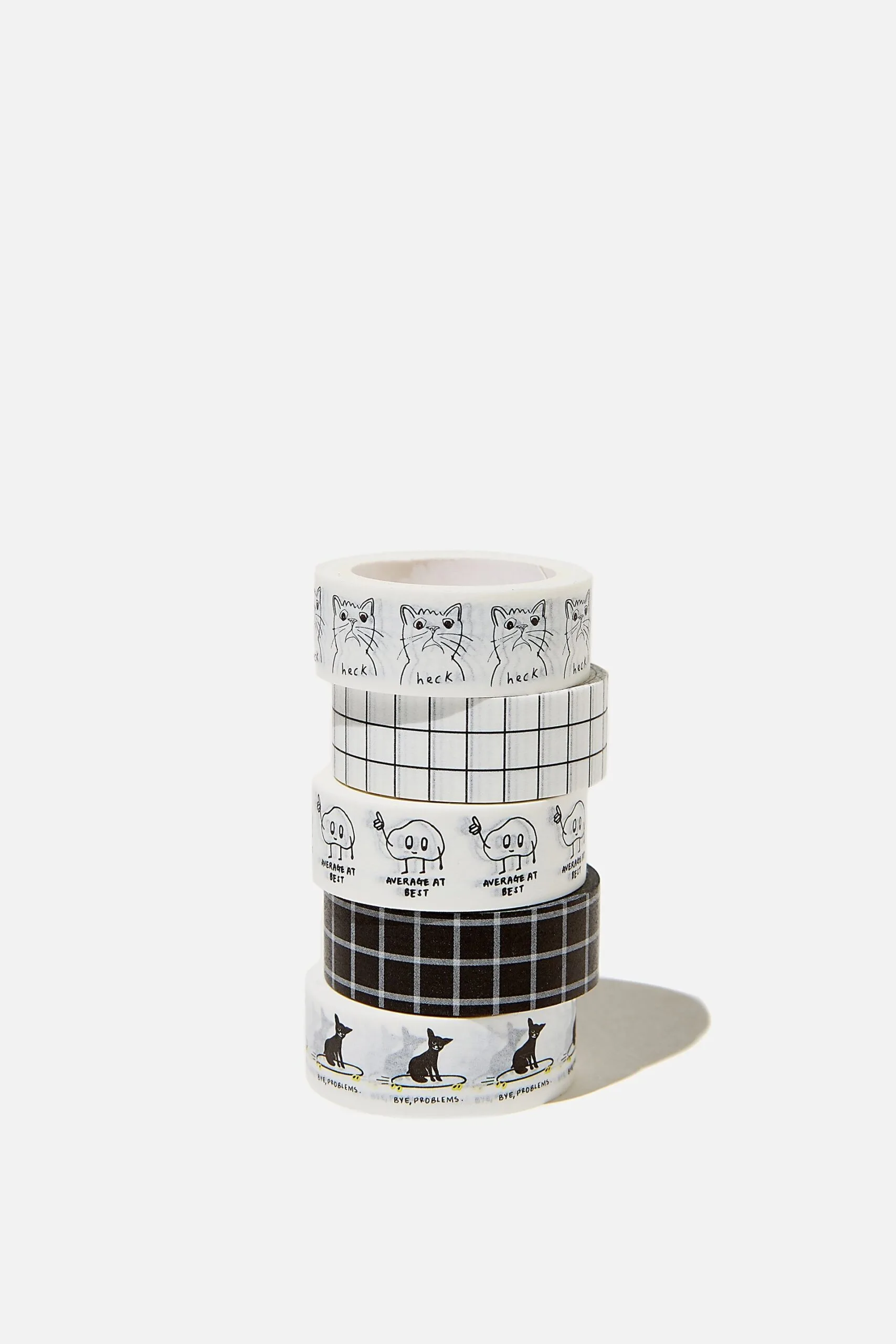 Black Graphic Grid Combo Washi Tape (Typo)