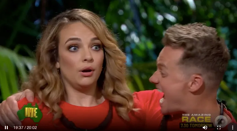 Abbie Chatfield looking shocked after hearing she won I'm A Celebrity... Get Me Out Of Here!