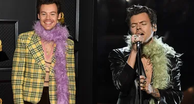 Harry Styles Just Won Himself A Grammy But All We Care About Is His Feather Boa Collection