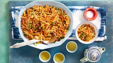 Spicy Tom Yum Pork Noodles