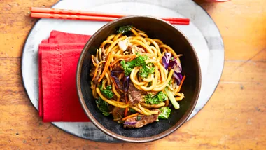 Black Bean Lamb Noodle Stir-Fry