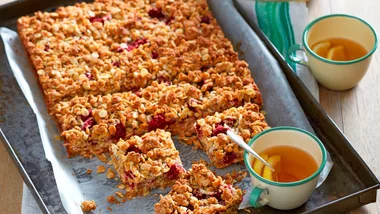 Raspberry and Coconut Anzac Slice