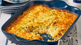 Cheesy Bacon and Zucchini Rice Bake