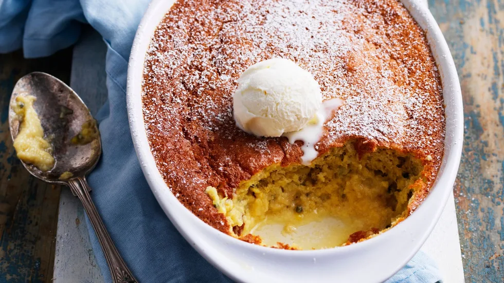 banana and passionfruit pudding