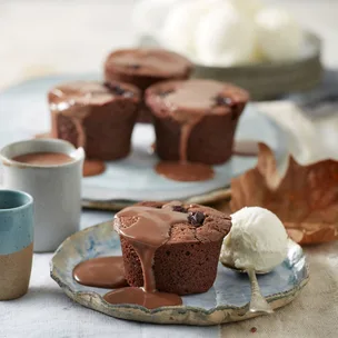 black forest brownies with chocolate sauce