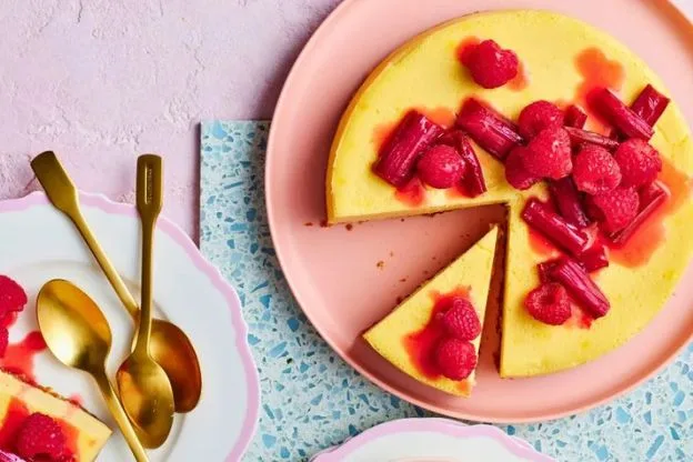 Berry Rhubarb Topped Cheesecake recipe