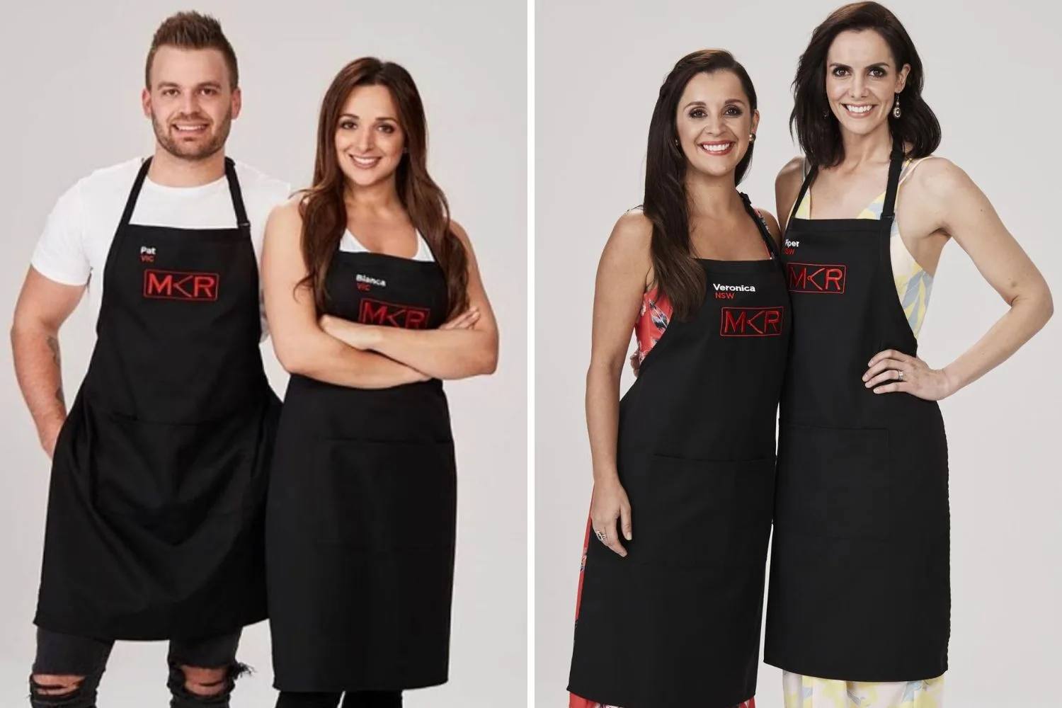 Pat and Bianca from MKR (left) and Piper and Veronica (right)