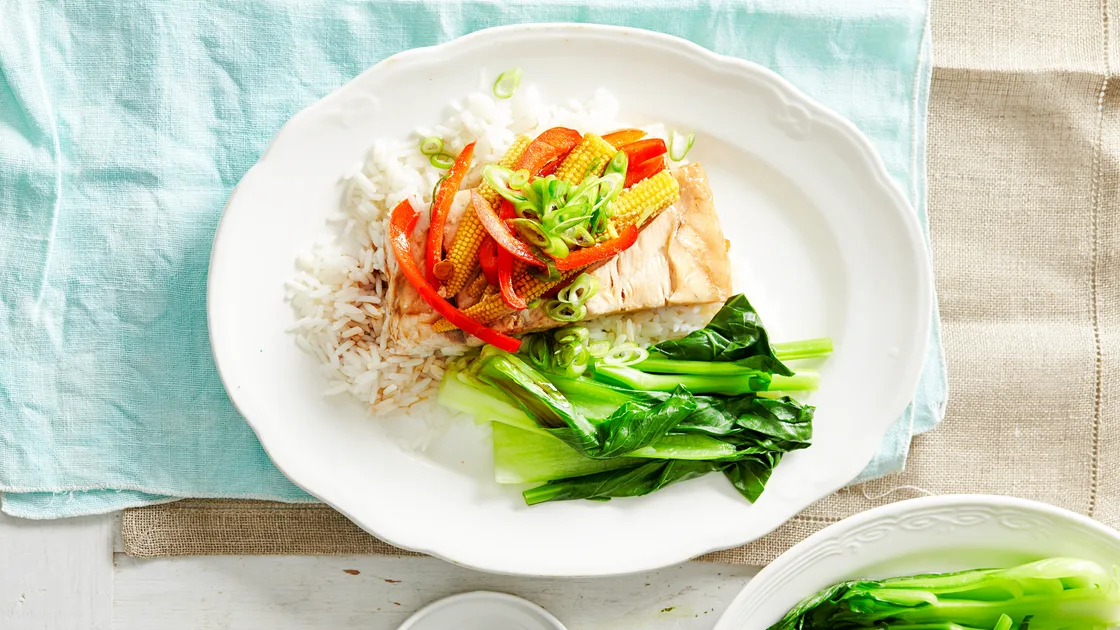Ginger soy steamed barramundi Recipe | New Idea