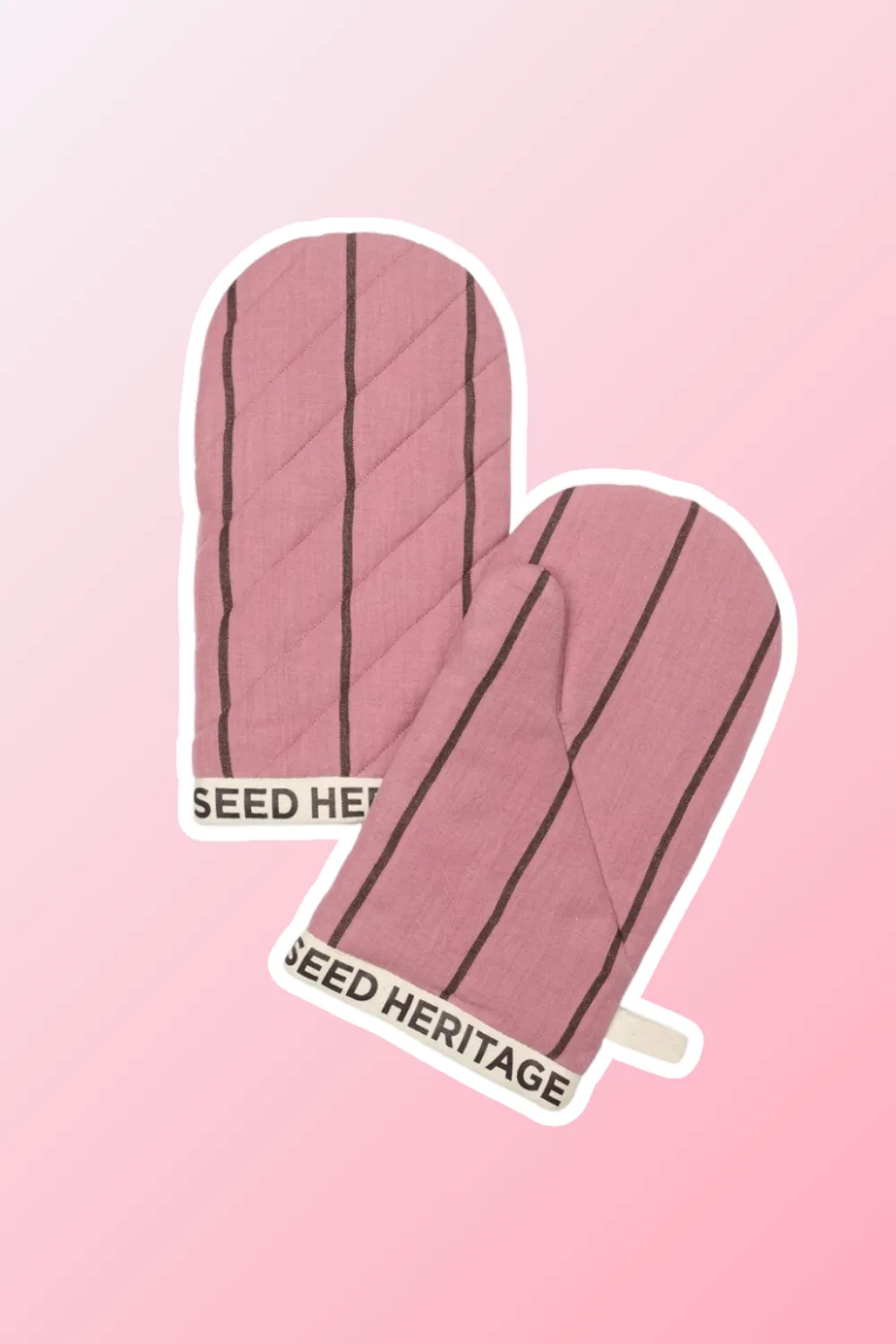 seed heritage pink stripe oven mitts
