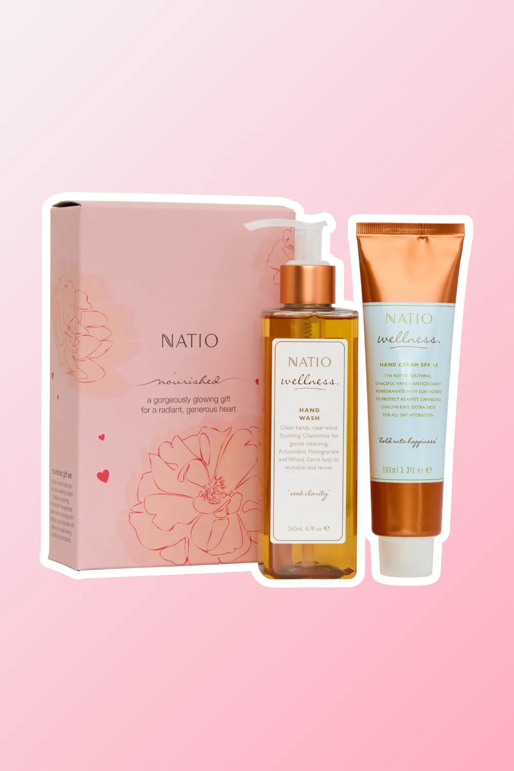 natio nourished wellness gift set with hand lotion and hand wash
