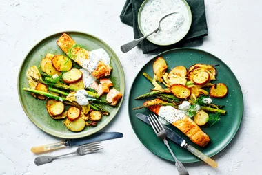 Crispy Moroccan Salmon with Fennel and Asparagus