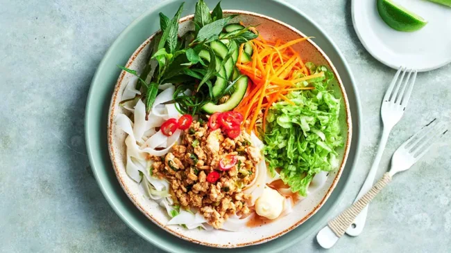 Lemongrass Chicken Banh Mi Noodle Bowls