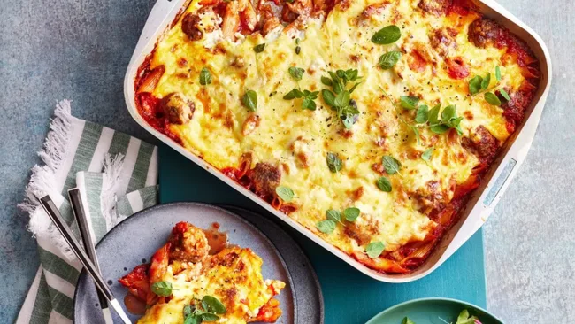 Ricotta Meatball Pasta Bake