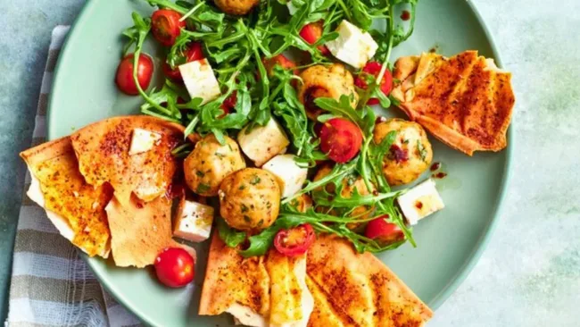 Tuscan Turkey Meatball Bread Salad