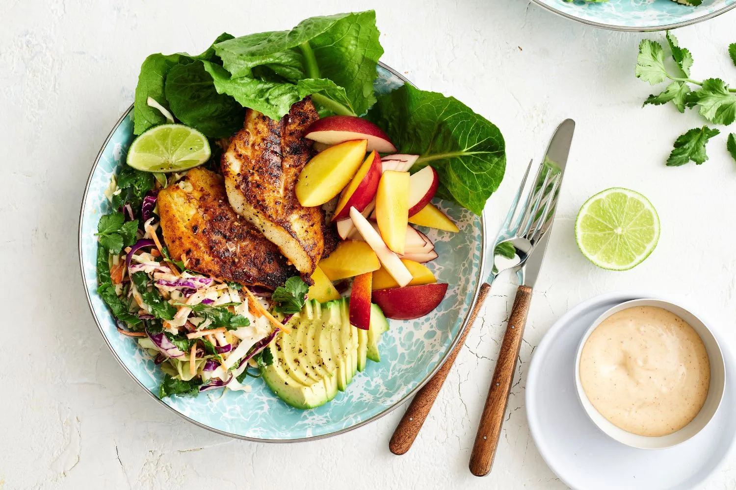 taco fish and nectarine bowls