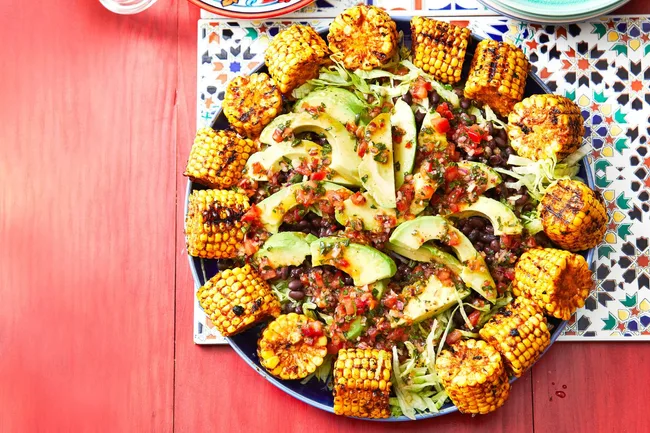 Charred Corn with Avocado and Black Bean Salad