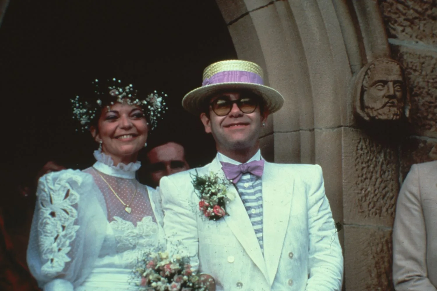 Elton John and Renate Blauel at their wedding