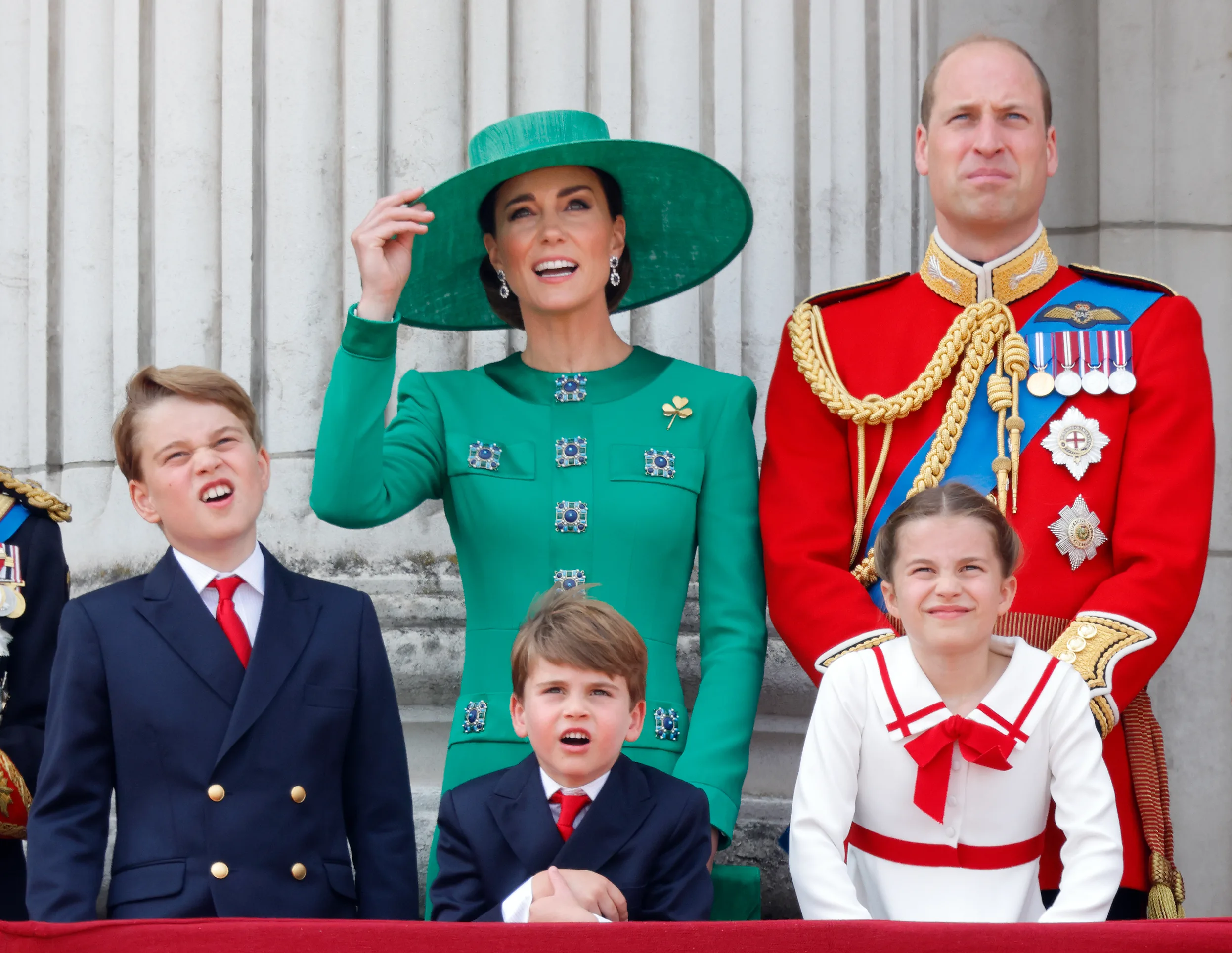 kate middleton prince william prince george princess charlotte prince louis trooping the colour balcony 2023