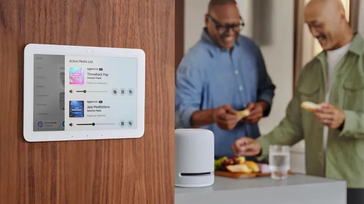 amazon alexa echo hub on wall